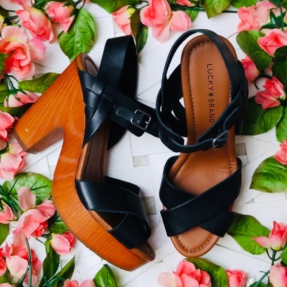 Lucky Brand Shoes - Lucky Brand sz 9.5 Black Leather Sandal Heels